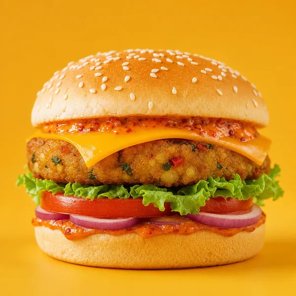 Cheesy Aloo Chilli Burger
